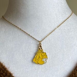 Handmade Belle Beauty & the Beast 18K GOLD P. STAINLESS STEEL Necklace Disney
